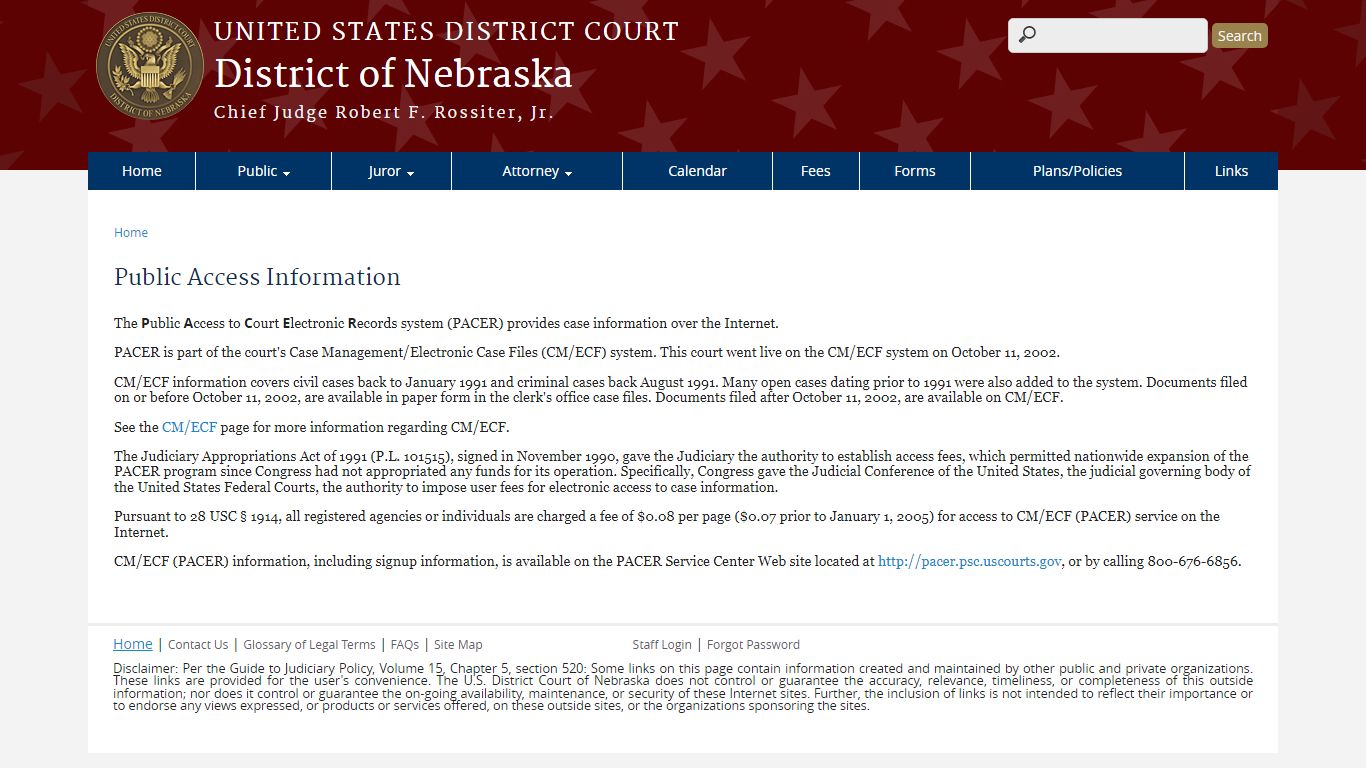 Public Access Information | District of Nebraska | United States ...